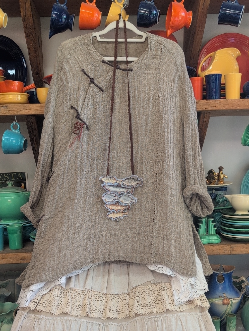 NWTO MaLieb Hand Woven Natural Raw Linen Tunic/Duster - Picture 12 of 16